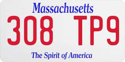MA license plate 308TP9