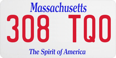 MA license plate 308TQ0