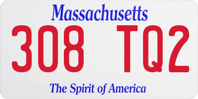 MA license plate 308TQ2