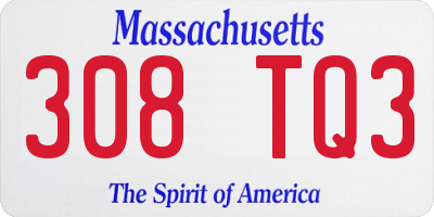 MA license plate 308TQ3