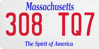 MA license plate 308TQ7