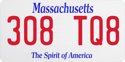 MA license plate 308TQ8