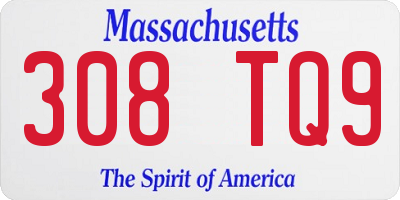MA license plate 308TQ9