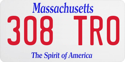 MA license plate 308TR0