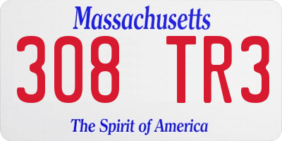 MA license plate 308TR3