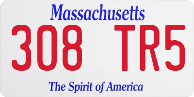 MA license plate 308TR5