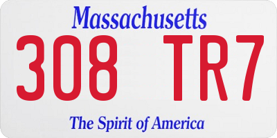 MA license plate 308TR7