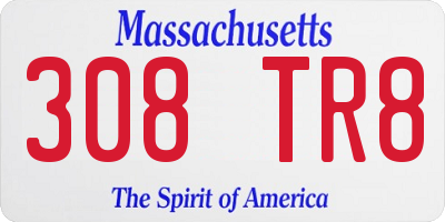 MA license plate 308TR8