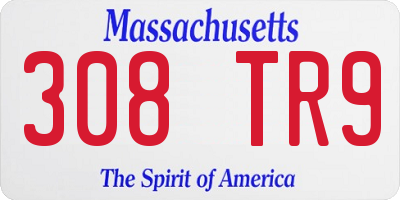 MA license plate 308TR9