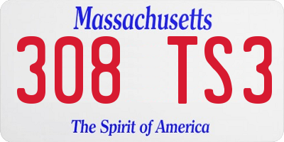 MA license plate 308TS3
