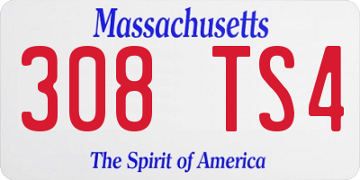 MA license plate 308TS4