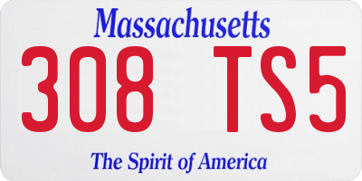 MA license plate 308TS5