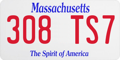 MA license plate 308TS7