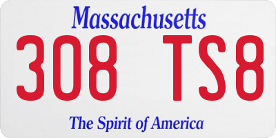 MA license plate 308TS8