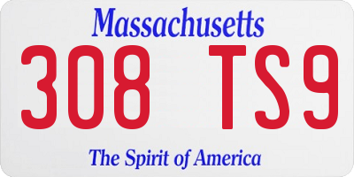 MA license plate 308TS9