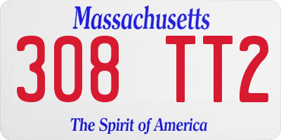 MA license plate 308TT2