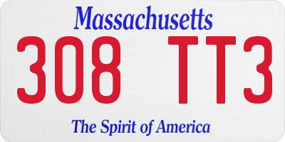 MA license plate 308TT3