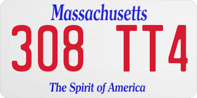 MA license plate 308TT4