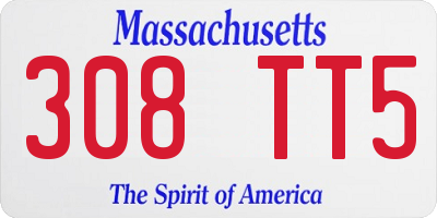 MA license plate 308TT5