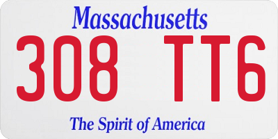 MA license plate 308TT6
