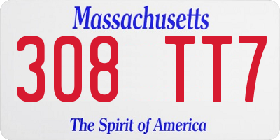 MA license plate 308TT7
