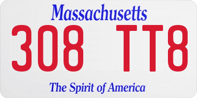 MA license plate 308TT8