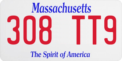MA license plate 308TT9