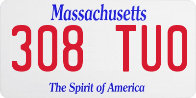 MA license plate 308TU0