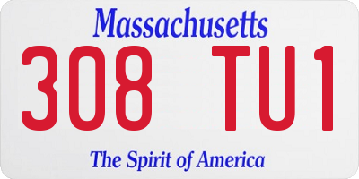 MA license plate 308TU1