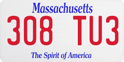 MA license plate 308TU3