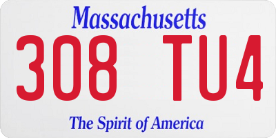 MA license plate 308TU4