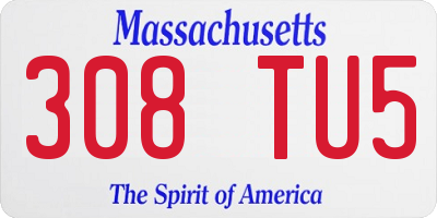 MA license plate 308TU5