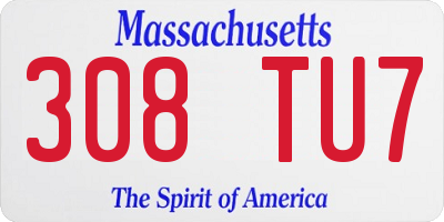 MA license plate 308TU7