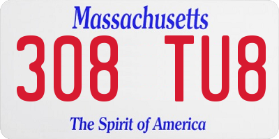 MA license plate 308TU8