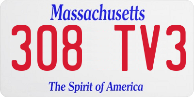 MA license plate 308TV3
