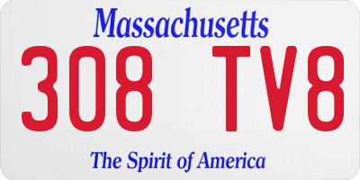 MA license plate 308TV8
