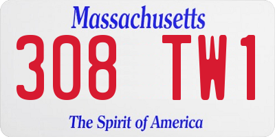 MA license plate 308TW1