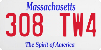 MA license plate 308TW4
