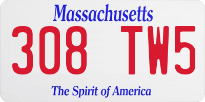 MA license plate 308TW5