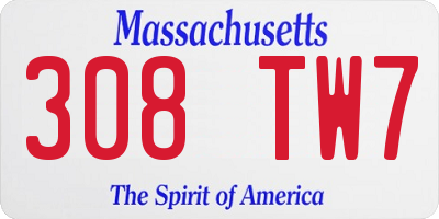 MA license plate 308TW7