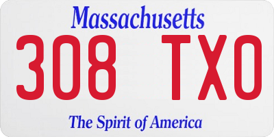 MA license plate 308TX0
