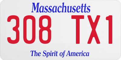 MA license plate 308TX1