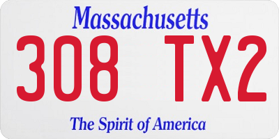 MA license plate 308TX2