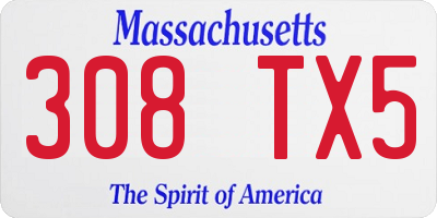 MA license plate 308TX5