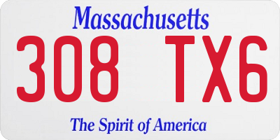 MA license plate 308TX6