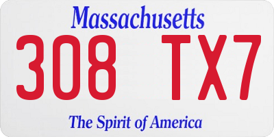 MA license plate 308TX7