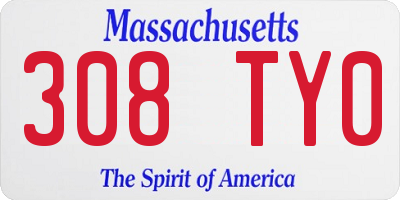 MA license plate 308TY0