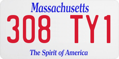 MA license plate 308TY1