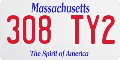 MA license plate 308TY2