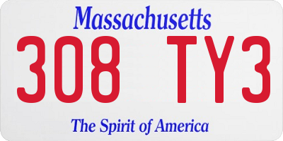 MA license plate 308TY3